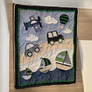 Toddler/Child Comforter Blanket With Cars, Sailboats, Plane & Hot Air Balloon